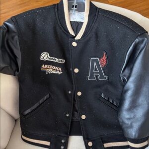 Black Varsity Jacket with Embroidered Patches